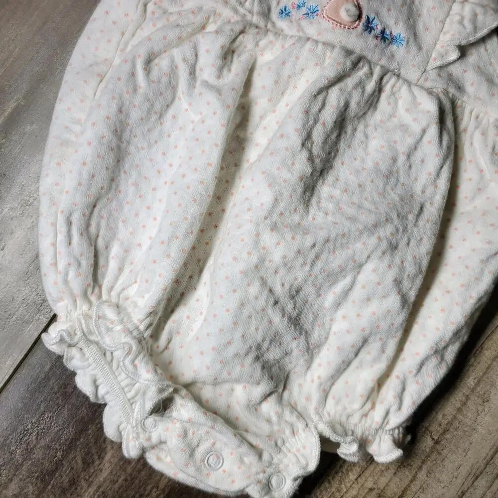 Starting Out Cotton White & Pink Polka Dot Bunny Rabbit Baby Girl Outfit Size 6M - Picture 7 of 11